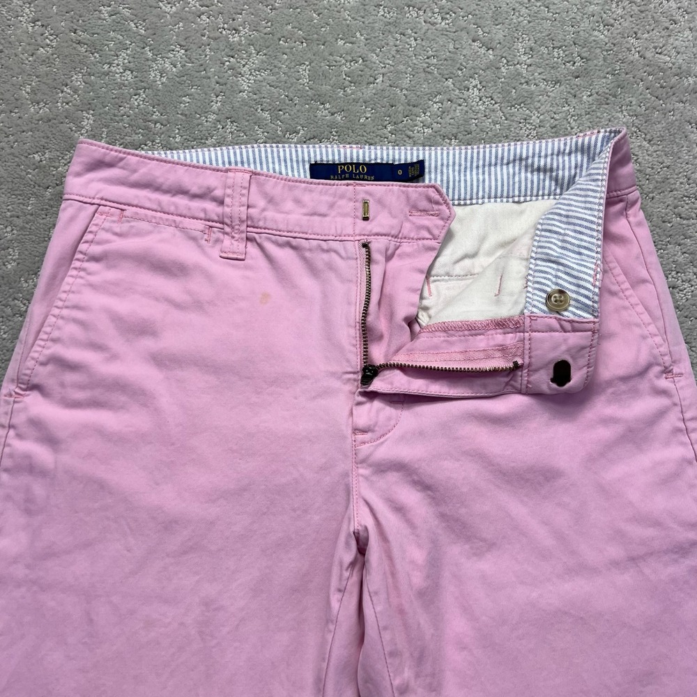 Polo Ralph Lauren Chino‎ Pants Womens Size 0 Pink Straight Cotton Trouser Preppy